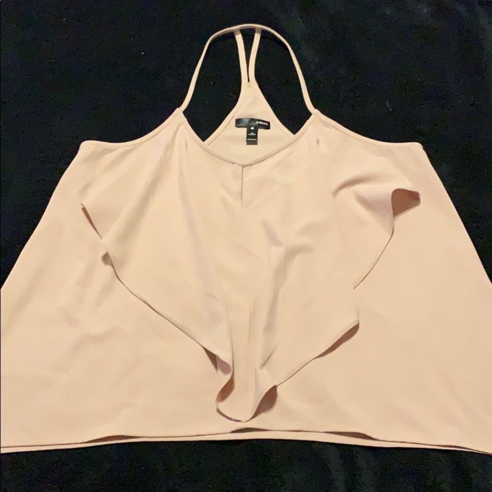 BNWT Aqua Bloomingdale’s Ruffle Front High Low Tank Top M Blush ⭐️ HOST PICK! - Picture 6 of 7